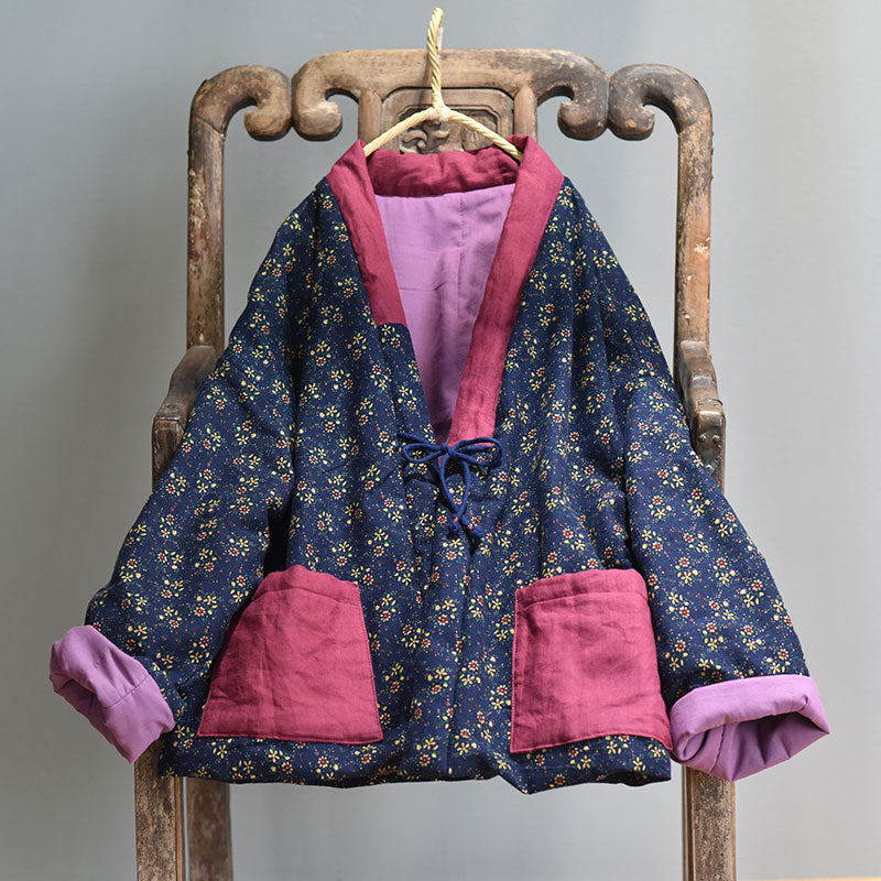 Veste matelassée à fleurs patchwork vintage