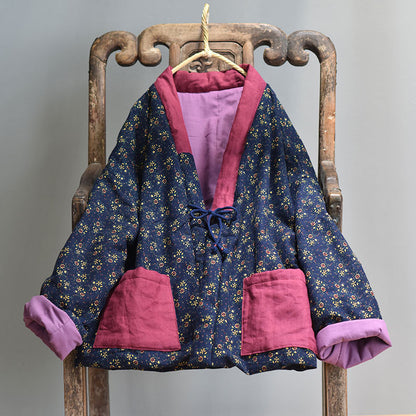 Veste matelassée à fleurs patchwork vintage