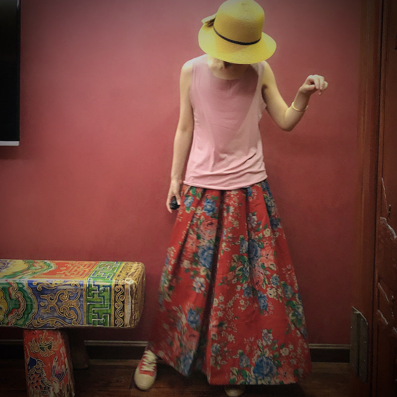 Jupe mi-longue fleurie vintage