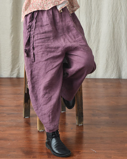 Pantalon ample en lin bohème