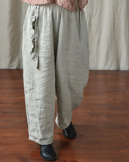 Pantalon ample en lin bohème
