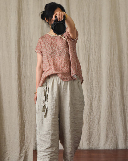 Pantalon ample en lin bohème