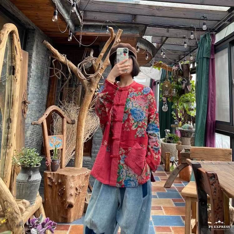 Veste chemise à fleurs vintage