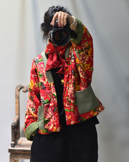 Veste matelassée à fleurs patchwork vintage