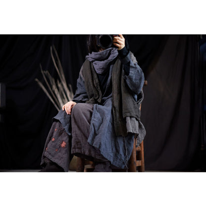 Gilet en lin à poches superposées