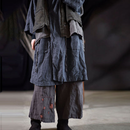 Gilet en lin à poches superposées