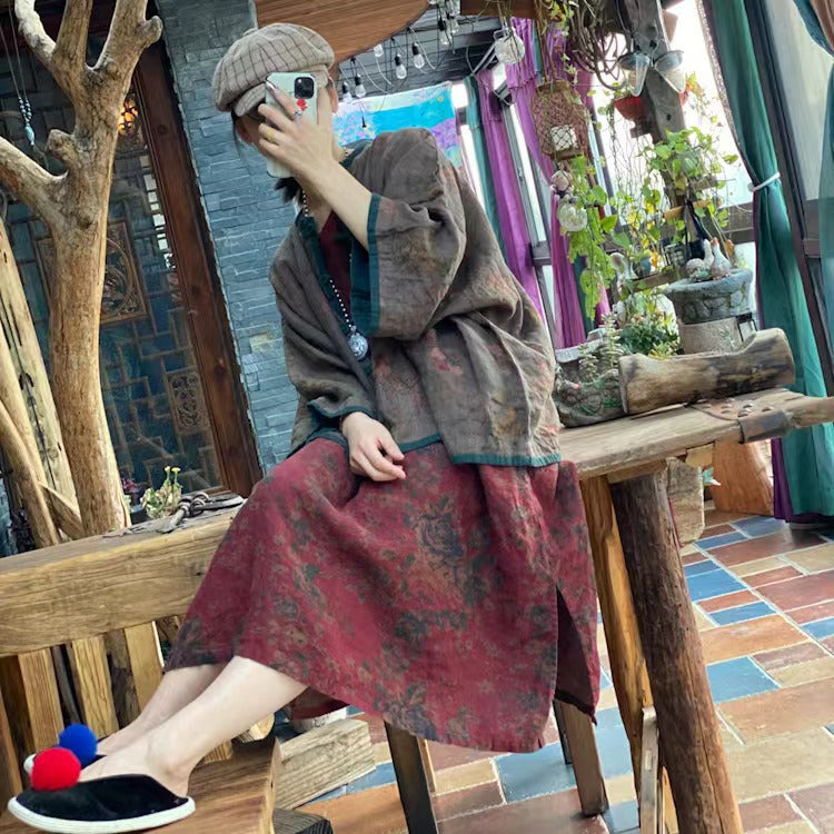 Veste en lin à fleurs vintage