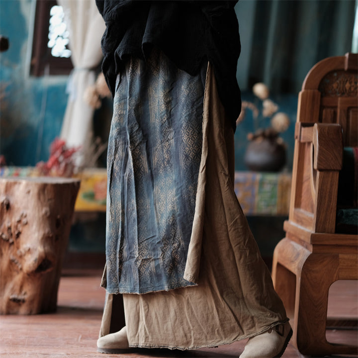 Vintage Bloom Asymmetric Cotton Maxi Skirt