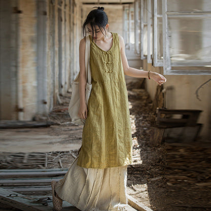 Linen Cotton Tunic Dress - Natural Boho Style