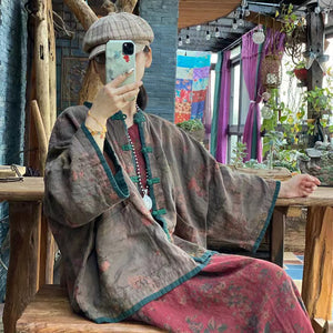 Veste en lin à fleurs vintage