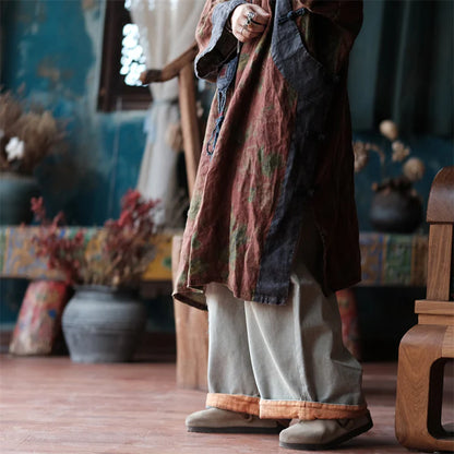 Liora Vintage Linen Tunic Dress - Oriental Boho Style