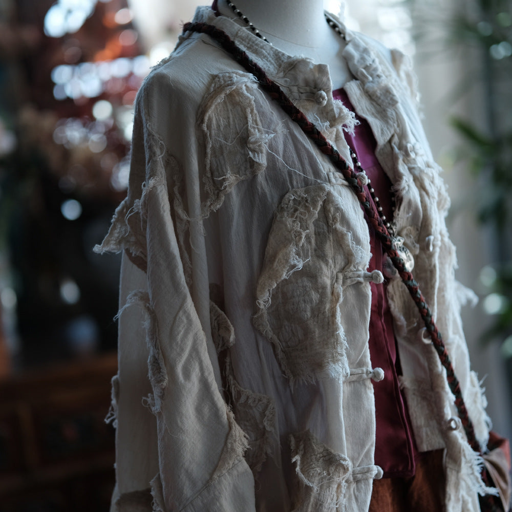 Veste patchwork écrue vintage