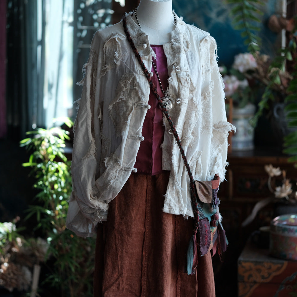 Veste patchwork écrue vintage