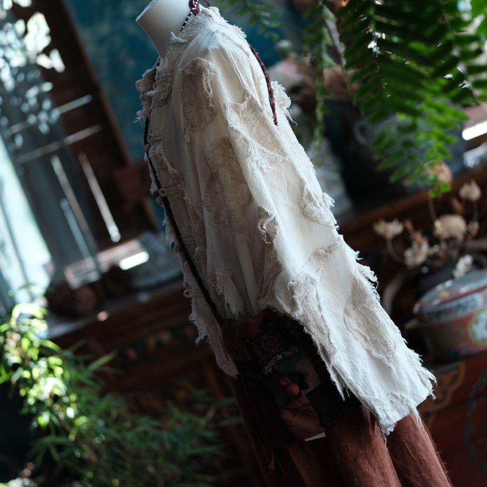 Veste patchwork écrue vintage