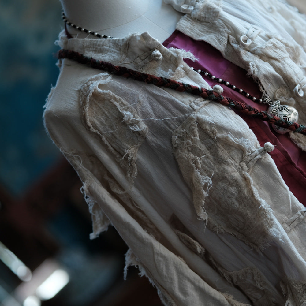Veste patchwork écrue vintage