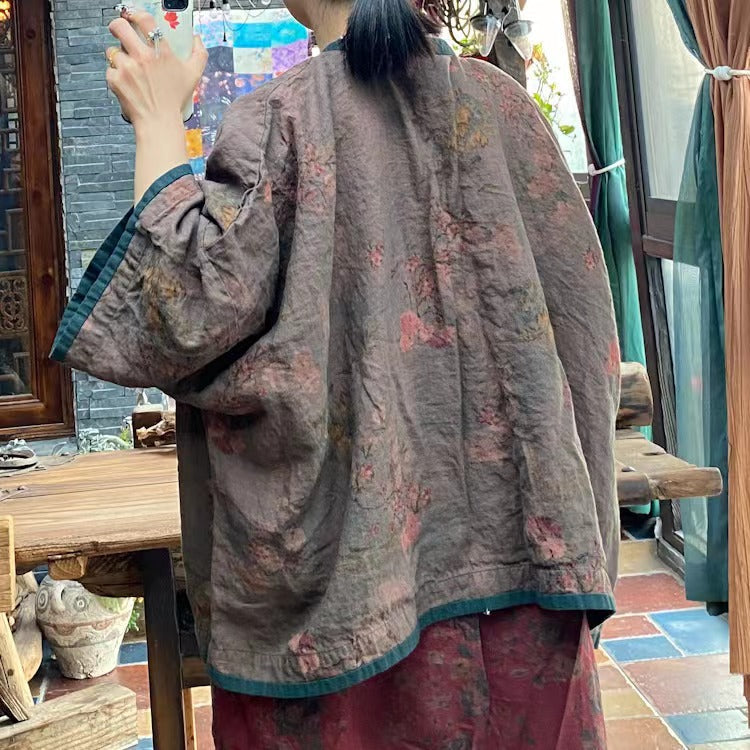 Veste en lin à fleurs vintage