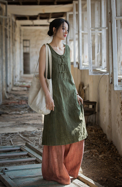 Linen Cotton Tunic Dress - Natural Boho Style