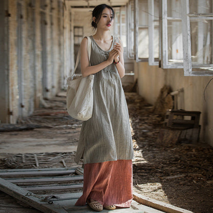 Linen Cotton Tunic Dress - Natural Boho Style