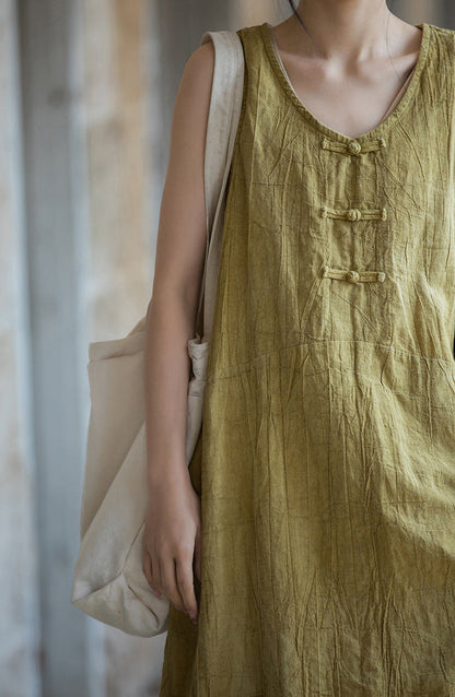 Linen Cotton Tunic Dress - Natural Boho Style