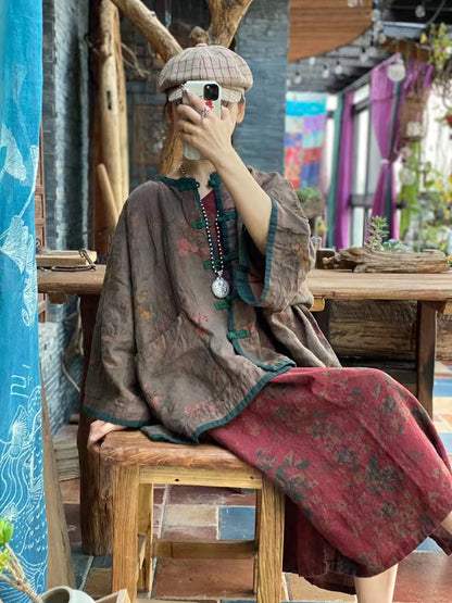 Veste en lin à fleurs vintage