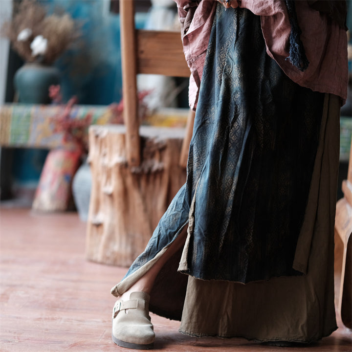 Vintage Bloom Asymmetric Cotton Maxi Skirt