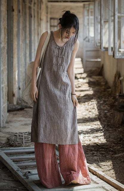 Linen Cotton Tunic Dress - Natural Boho Style