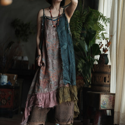 Boho Patchwork Ramie Dress