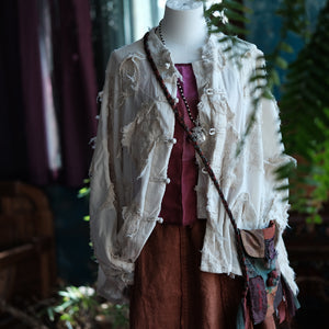 Veste patchwork écrue vintage