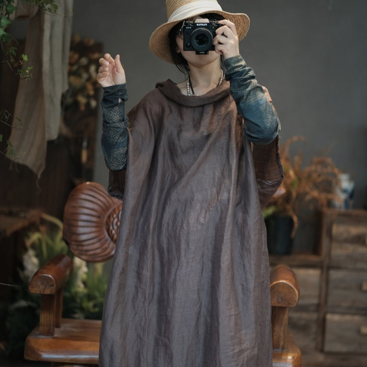 Vestido de Lino Oversize Off-Shoulder | Vestido Boho de Lino Natural para Mujer