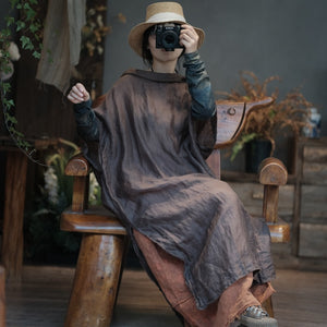 Vestido de Lino Oversize Off-Shoulder | Vestido Boho de Lino Natural para Mujer