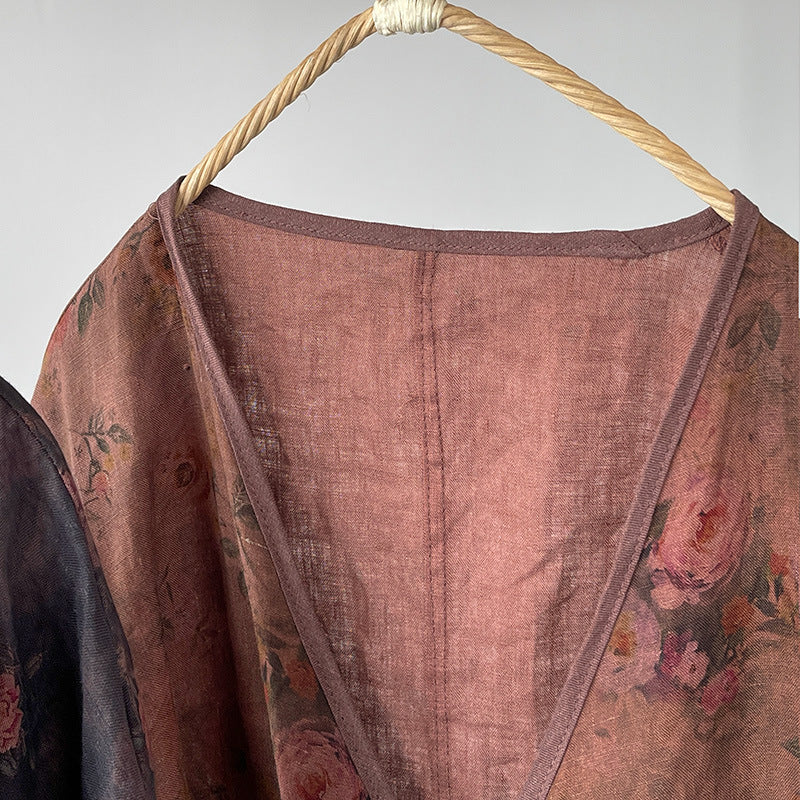 Robe kimono bohème fleurie