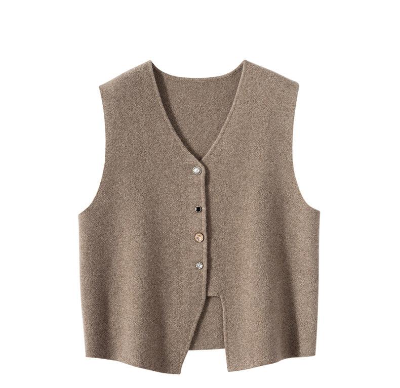 Gilet vintage en laine et cachemire avec détails boutonnés
