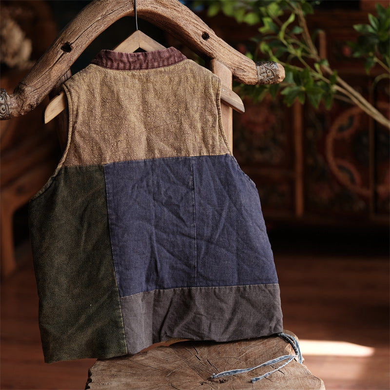 Gilet cache-cœur patchwork vintage