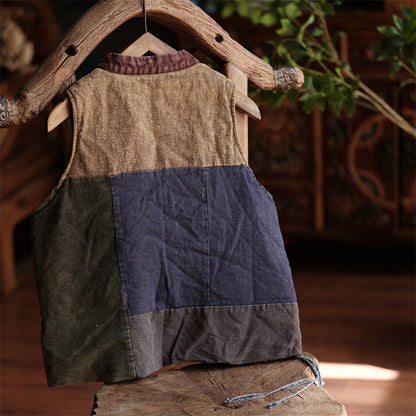 Gilet cache-cœur patchwork vintage