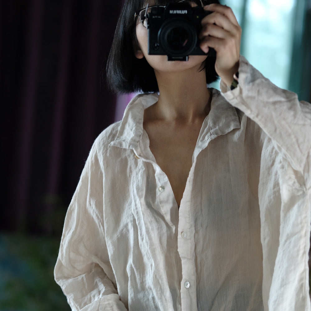 Chemise vintage surdimensionnée en lin