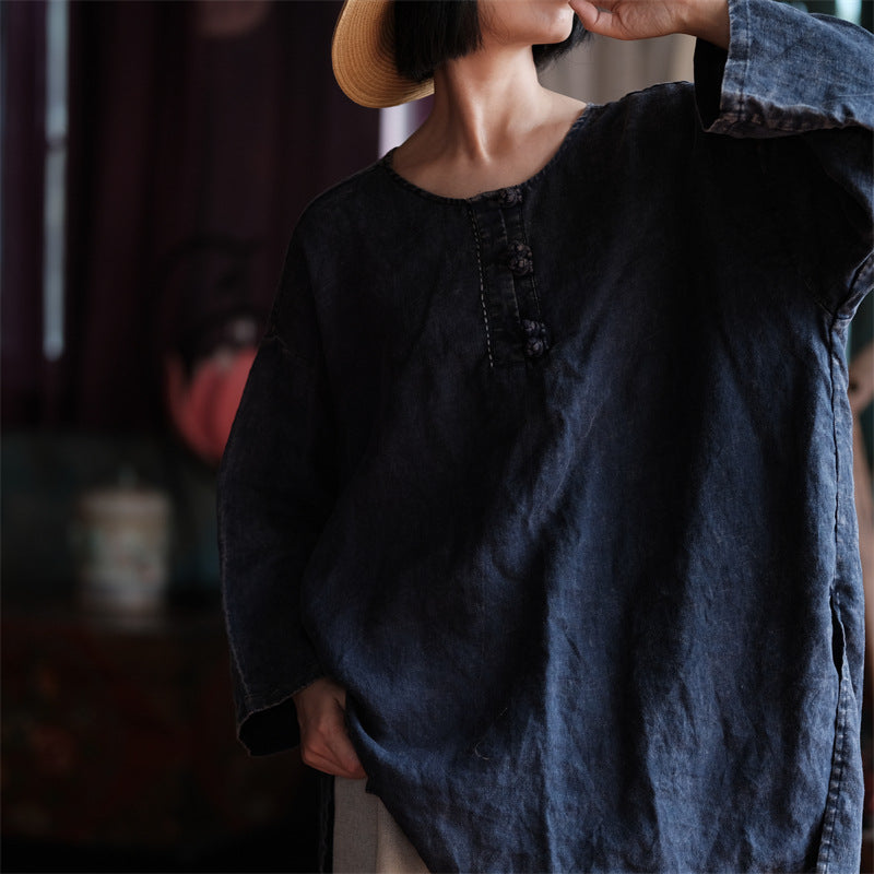 Camisa Oversize de Lino Vintage Breeze para Mujer – Ligera y Transpirable