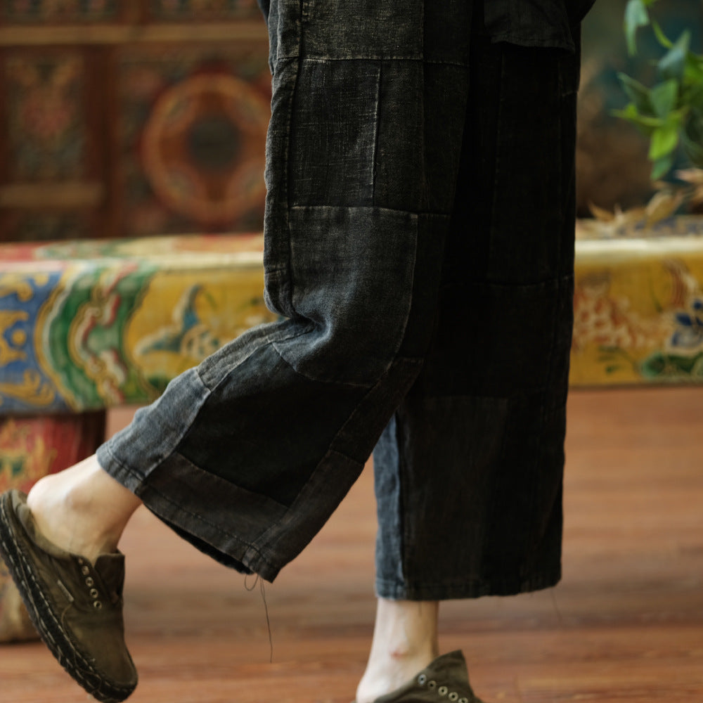 Pantalon de printemps patchwork vintage