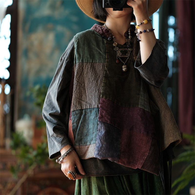 Gilet cache-cœur patchwork vintage