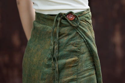 Jupe portefeuille vintage en lin
