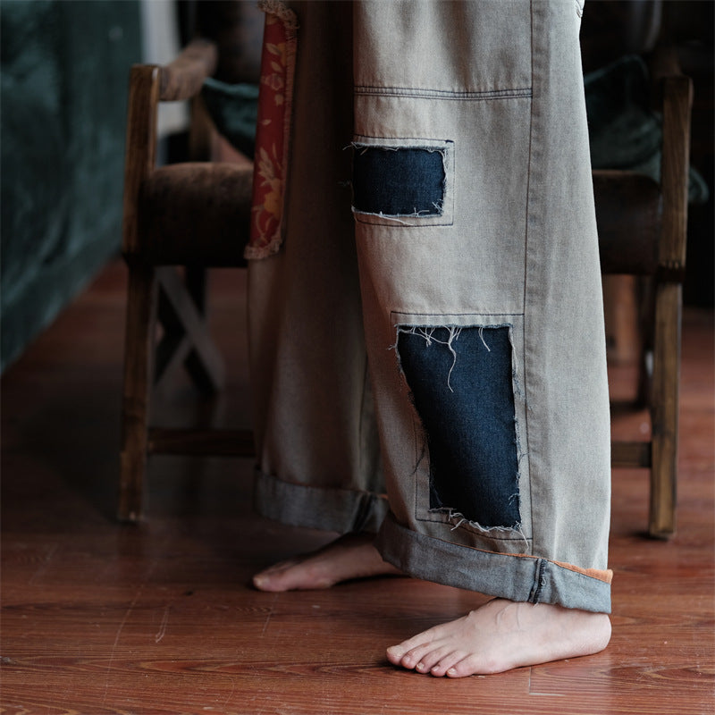 Pantalon en jean patchwork vintage Bloom