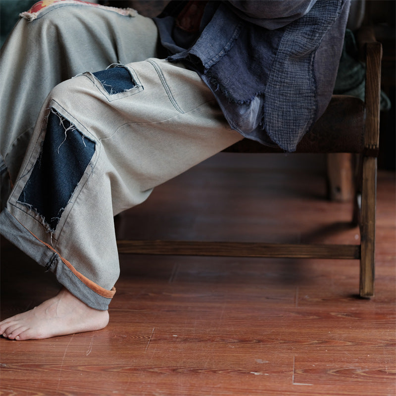 Pantalon en jean patchwork vintage Bloom