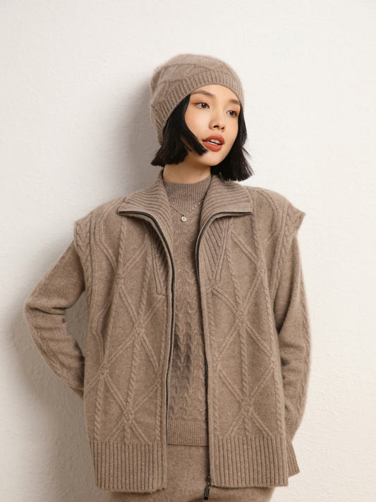 Gilet en tricot de laine et cachemire