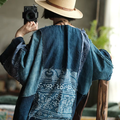 Vintage Blue Garden Patchwork Cotton Dress