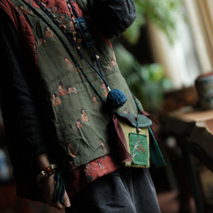 Gilet en lin à motif vintage