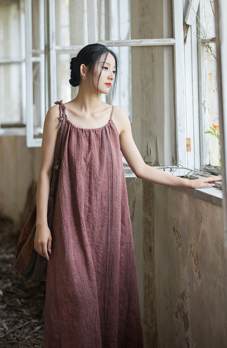 Robe bohème en lin ramie et brise