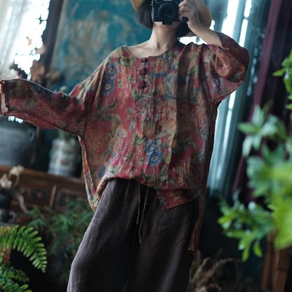 Women's Vintage Ramie Blouse | Oversized Lightweight Natural Shirt