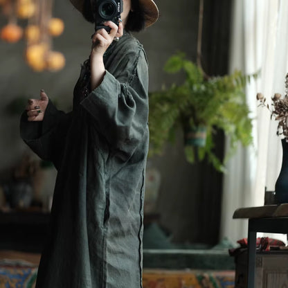 Shadow Moss Oversized Linen Dress