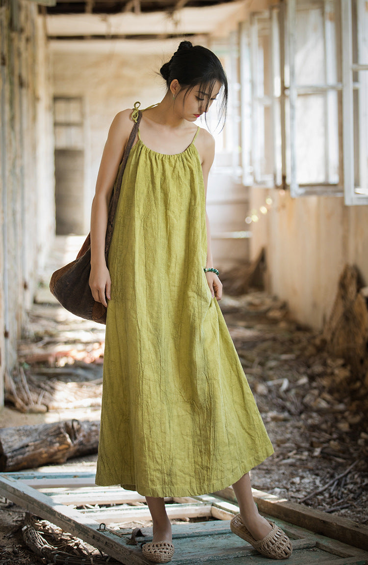 Robe bohème en lin ramie et brise