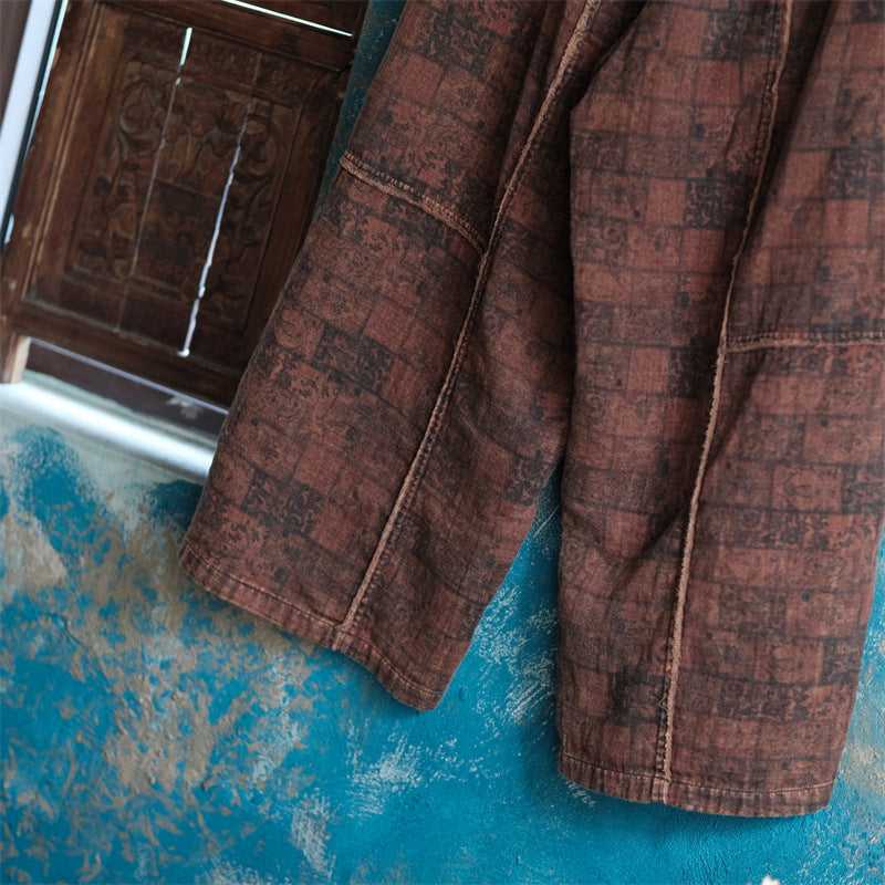 Pantalon en lin à fleurs vintage