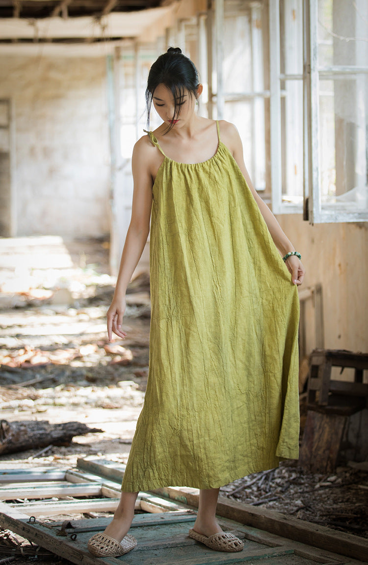 Robe bohème en lin ramie et brise